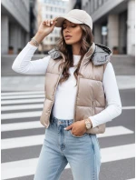 Dámská prošívaná vesta OSHE béžová FashionStreet TY3703