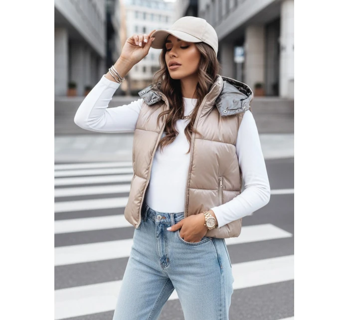 Dámská prošívaná vesta OSHE béžová FashionStreet TY3703