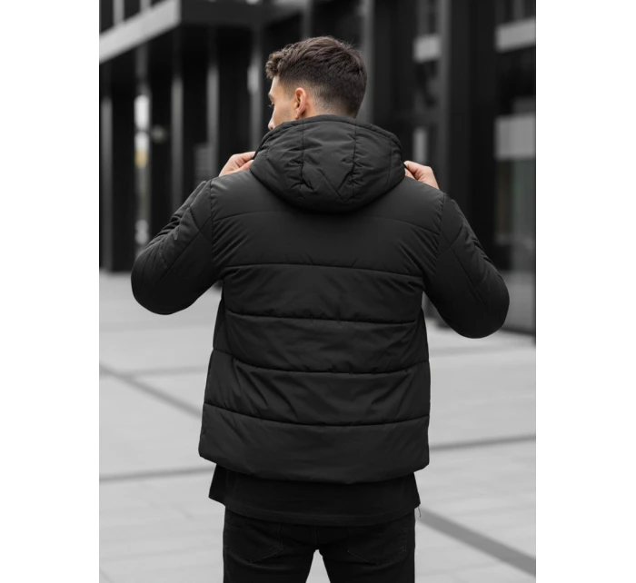 Pánská prošívaná zimní bunda s kapucí černá FashionStreet TX5117