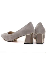 Dámská kožená obuv s ozdobným sloupkem béžová Vinceza 26-66921