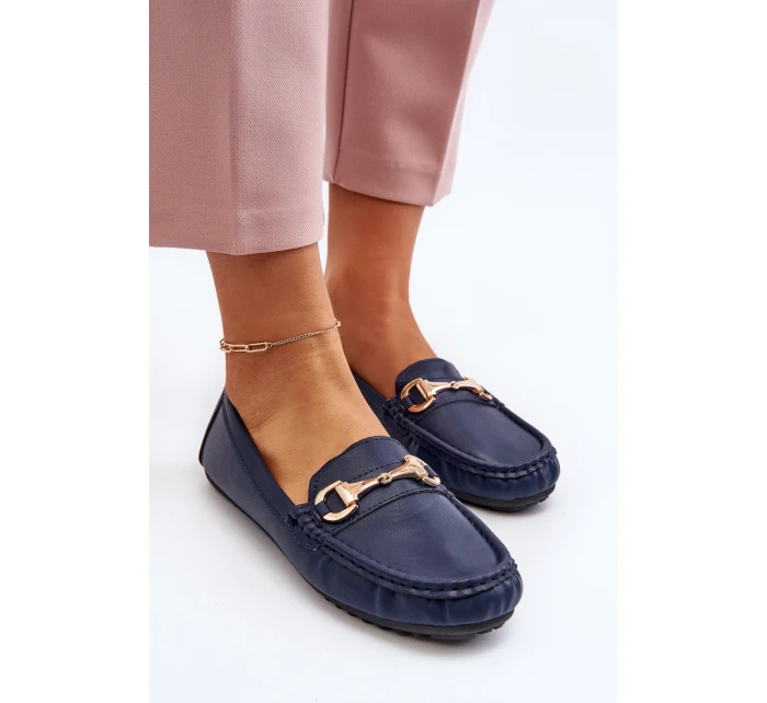 Dámské klasické mokasíny z ekokože v tmavě modré model 21651212 - Boto
