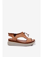 Kožené dámské sandály na platformě model 22149678 Camel - Maciejka
