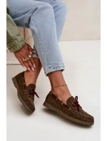 Dámské polobotky mokasíny se šněrováním Calivra – tmavě zelené