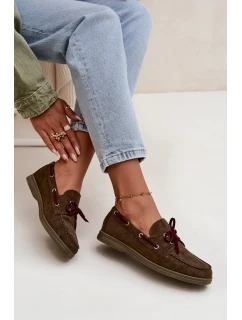 Dámské polobotky mokasíny se šněrováním Calivra – tmavě zelené