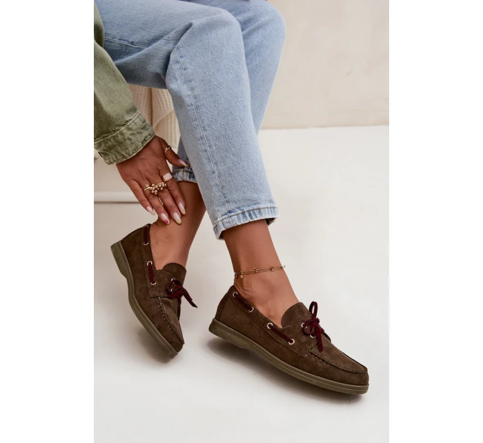 Dámské polobotky mokasíny se šněrováním Calivra – tmavě zelené