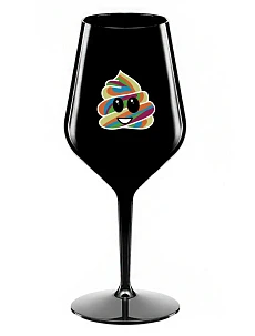 DUHOVÉ VESELÉ EE - černá nerozbitná sklenice na víno 470 ml