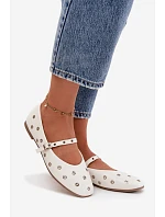 Dámské baleríny 21-41 bílo-stříbrné - Diamantique