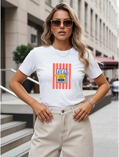 Koszulka damska bawełniana z nadrukiem biały model 22277226 - FashionStreet