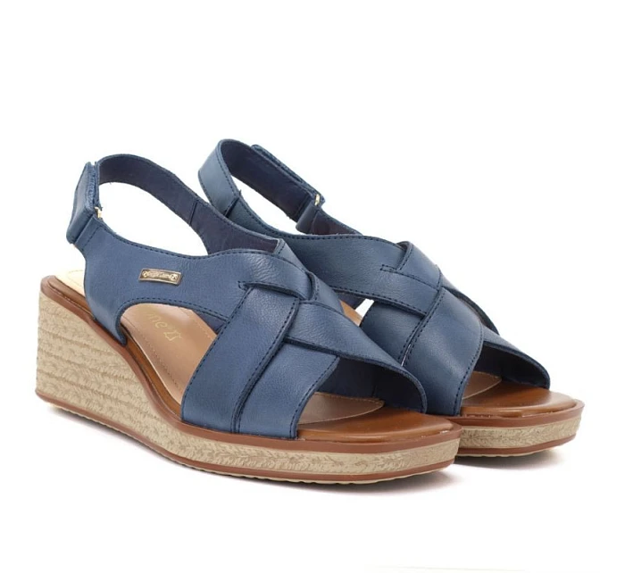 Dámské kožené sandály na platformě Sergio Leone SK297 v tmavě modré barvě