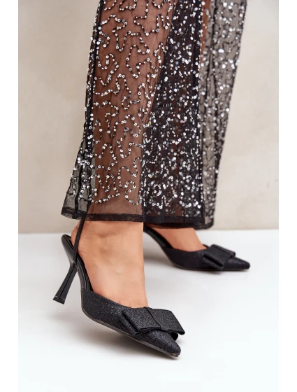 Lesklé Lodičky S Mašlí Černé model 21681046 - Boto