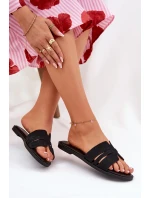 Dámské Pantofle Na Plochém Podpatku S Eko Semišové Černé model 21688641 - Boto