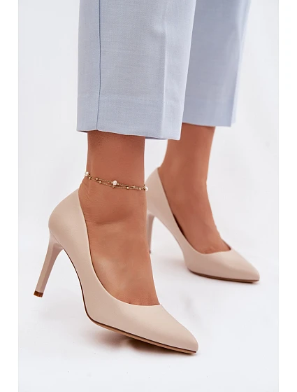 Eko kožené lodičky Sergio Leone 1339 Světle béžové Eko kožené lodičky Sergio Leone 1339 Světle béžové