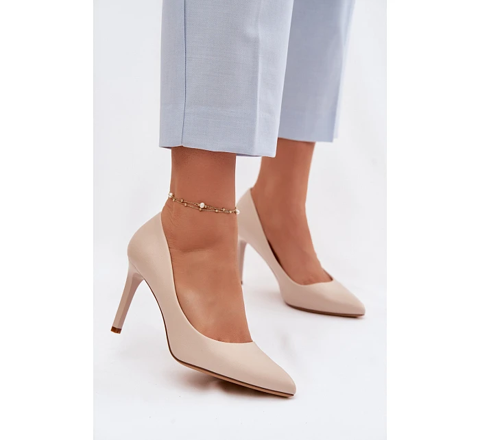 Eko kožené lodičky Sergio Leone 1339 Světle béžové Eko kožené lodičky Sergio Leone 1339 Světle béžové