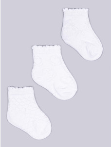 Yoclub Dívčí žakárové ponožky 3-pack SKL-0006G-0100 White