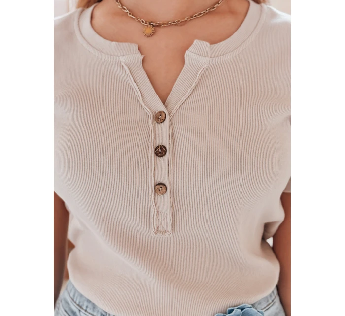 Dámská žebrovaná halenka KISS LOOK béžová FashionStreet RY2834