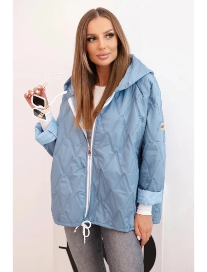 Dámská prošívaná bunda s kapucí džínová modrá