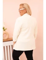 Dámská blazer z viskózy Plus Size s dlouhým rukávem a límcem ecru Dámská blazer z viskózy Plus Size s dlouhým rukávem a límcem ecru