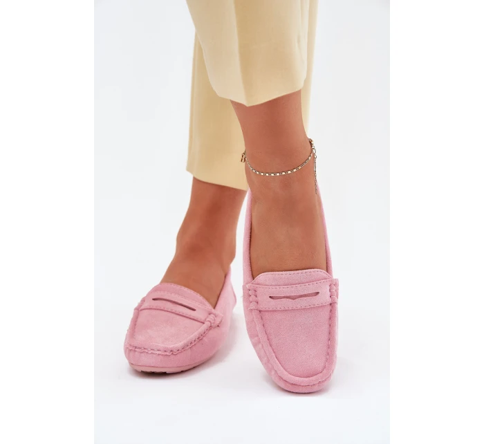 Dámské semišové mokasíny světle růžové model 21625549 - Boto