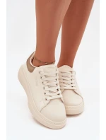 Dámské sneakersy na platformě Big Star SS274246 světle béžové Dámské sneakersy na platformě Big Star SS274246 světle béžové