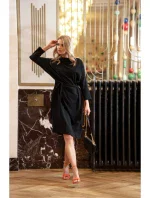 S403 Úpletové šaty nadměrné velikosti - černé