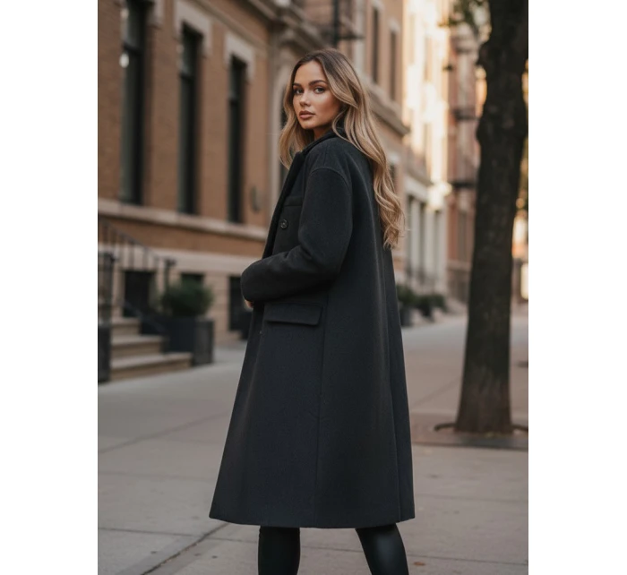 Dámský zimní kabát dlouhý oversize černý FashionStreet NY0765z