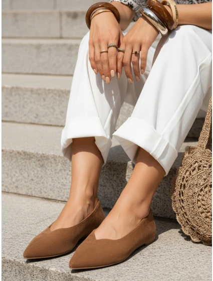 Baleriny damskie w brązowe model 22014015 - FashionStreet