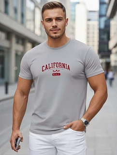 Tshirt męski bawełniany z nadrukiem California szary model 22316144 - FashionStreet