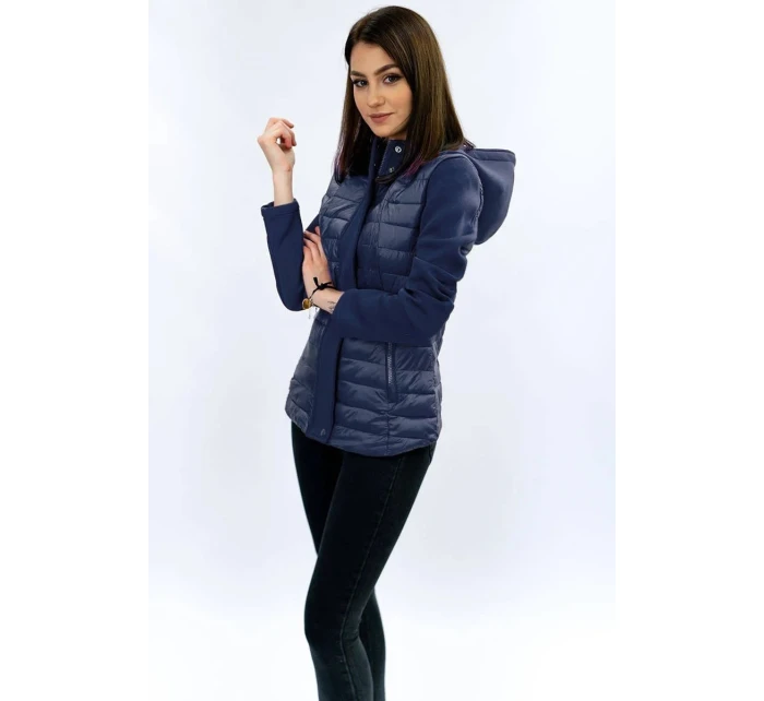 Tmavě modrá prošívaná bunda s neoprénem (B1062-30)