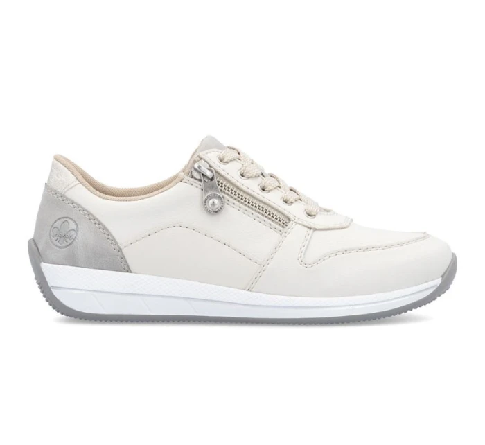 Dámská krémová kožená sportovní polobotka model 21910625 - Rieker Dámská krémová kožená sportovní polobotka model 21910625 - Rieker