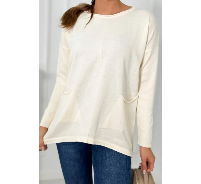 Svetr s předními kapsami ecru