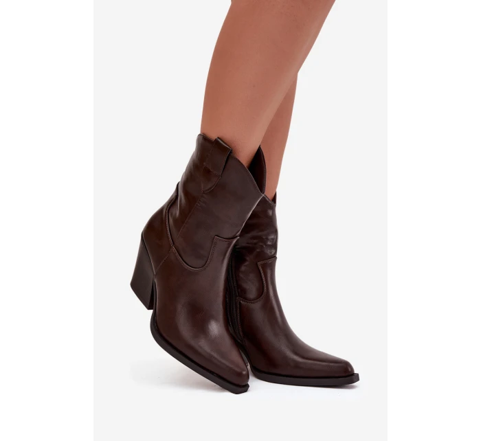 Dámské Kovábojky Eko Kůže Na Podpatku Čokoládové Sorelia Dámské Kovábojky Eko Kůže Na Podpatku Čokoládové Sorelia