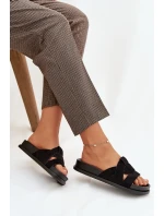 Dámské pantofle Eko semiš s pásky Černé model 21918922 - Boto