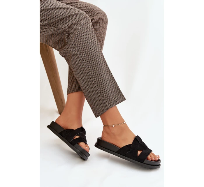 Dámské pantofle Eko semiš s pásky Černé model 21918922 - Boto