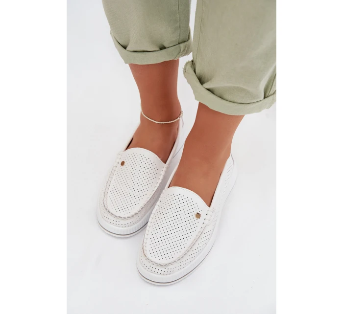 Dámské polobotky z přírodní kůže S.Barski GR61-5980 Bílé