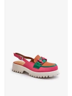 Dámské sandály na plochém podpatku s ozdobou oranžová D&A Dámské sandály na plochém podpatku s ozdobou oranžová D&A