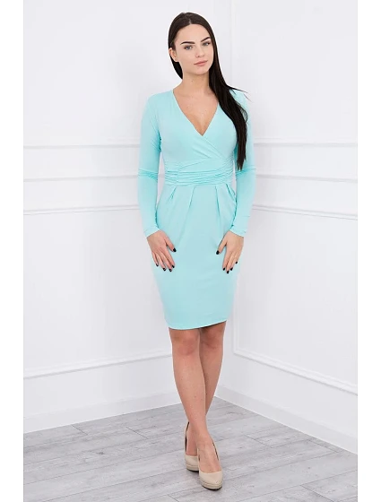 Přiléhavé šaty s výřezem pod model 18742041 mint - K-Fashion