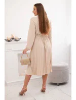 Šaty se svázaným plisovaným lemem béžový Šaty se svázaným plisovaným lemem béžový