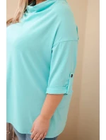 Dámská blůza Plus Size s bavlnou volného střihu s vodním výstřihem mátová