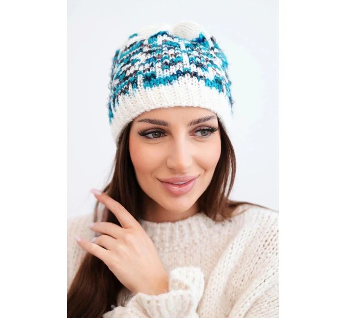 Dámská zimní vlněná čepice s ozdobnými krystalky K399 černá