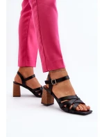 Dámské sandály na podpatku černé model 21650694 - Boto