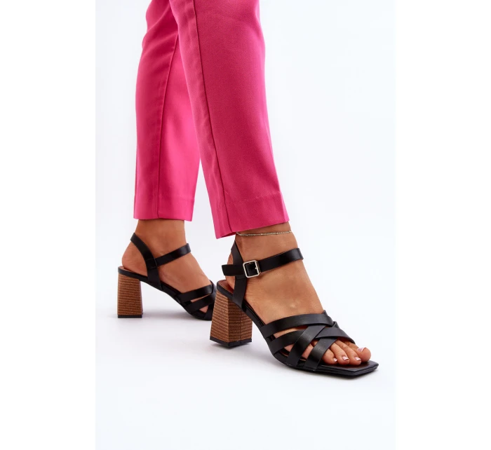 Dámské sandály na podpatku černé model 21650694 - Boto