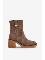 Zateplené dámské boty na podpatku hnědé Vailia Zateplené dámské boty na podpatku hnědé Vailia