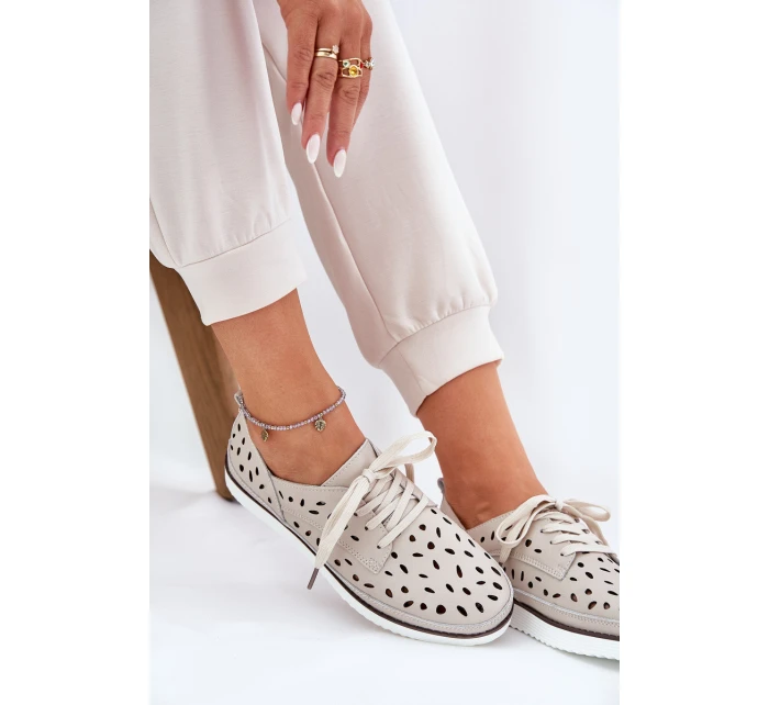 Dámské Kožené Polobotky S.Barski LR51-610 Béžové