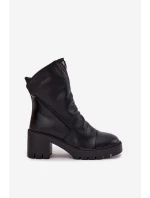 Dámské kotníkové boty na robustním podpatku s dvojitým zipem Vinceza 58605 Černé Dámské kotníkové boty na robustním podpatku s dvojitým zipem Vinceza 58605 Černé