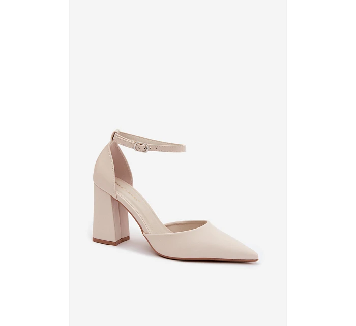 Lodičky na podpatku z imitace kůže světle béžové model 22122757 - Boto