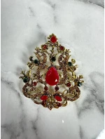 Brož XZ459-191 zlatá + červená Brož XZ459-191 zlatá + červená