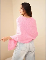 Dámský svetr pončo z baby alpaky s knoflíky růžový Dámský svetr pončo z baby alpaky s knoflíky růžový
