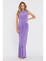 maxi šaty s pasem a panelem světle fialové model 22040706 - Moe