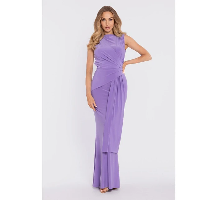 maxi šaty s pasem a panelem světle fialové model 22040706 - Moe