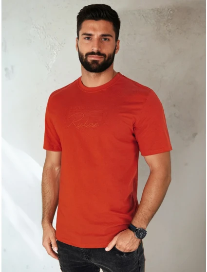 Pánské oranžové tričko s potiskem Dstreet RX5411 Pánské oranžové tričko s potiskem Dstreet RX5411